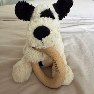 Jellycat Bashful Puppy wooden rattle